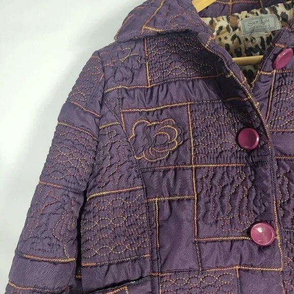 Sun Light Made in Italy Women's Quilted Gold/Purple Jacket Size Medium - Picture 5 of 10